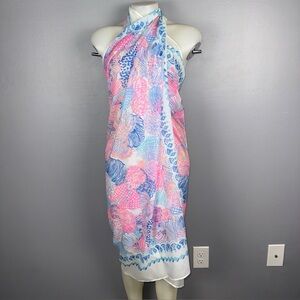 Lilly Pulitzer Pareo Sarong OS Roar Of The Seas Print Swimsuit Coverup Wrap